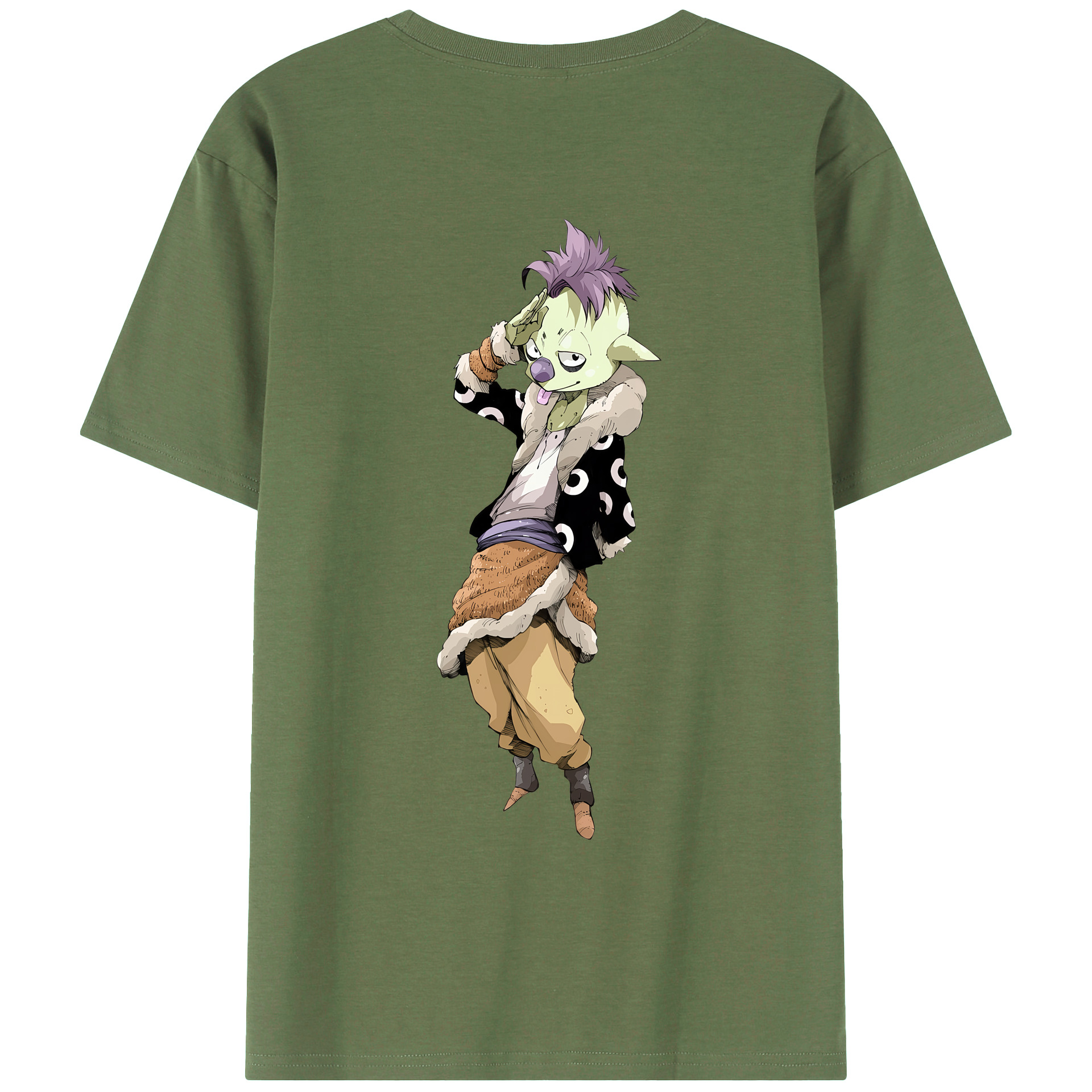 （画像用） 転スラ Regarding Reincarnated to Slime 綿100％ メンズ半袖Tシャツ（バックプリント） 通気性